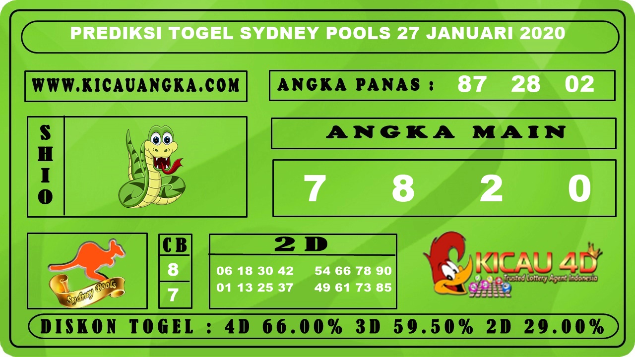 PREDIKSI TOGEL SYDNEY POOLS 27 JANUARI 2020