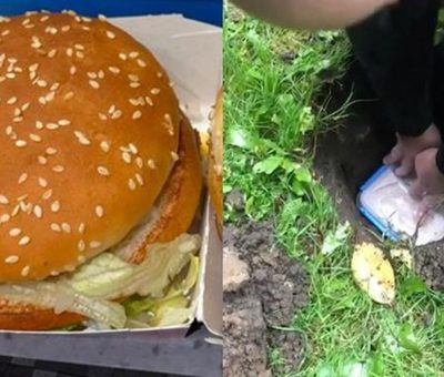 Pria Nekat Makan Burger yang Sudah Setahun Dikubur