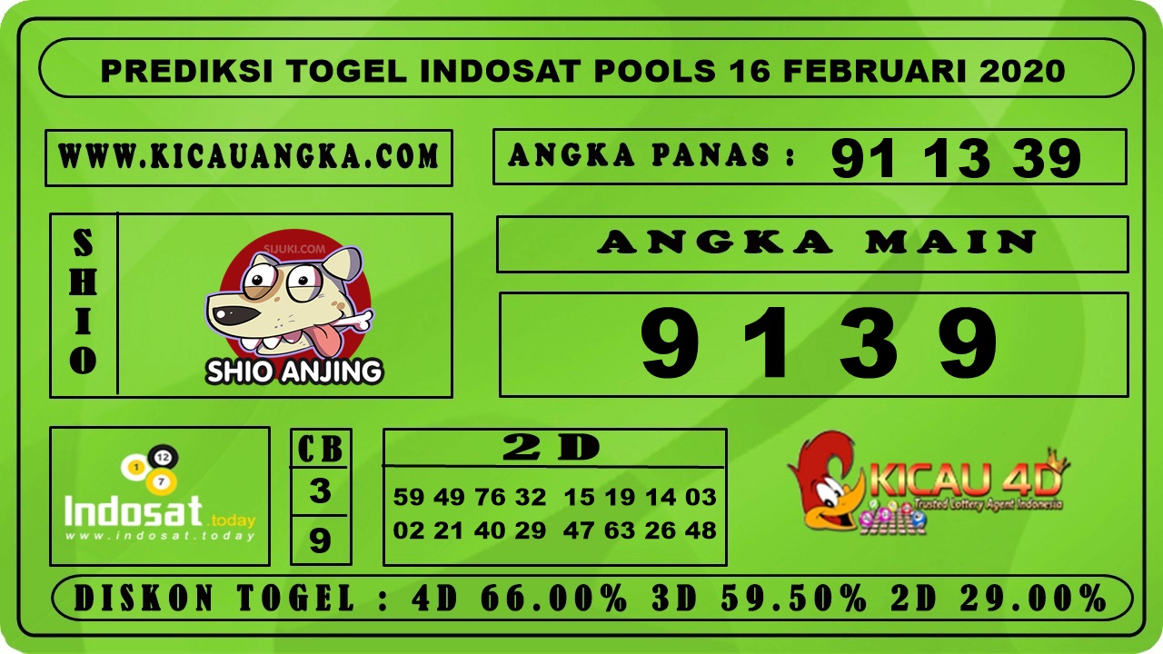 PREDIKSI TOGEL INDOSAT POOLS 16 FEBRUARI 2020