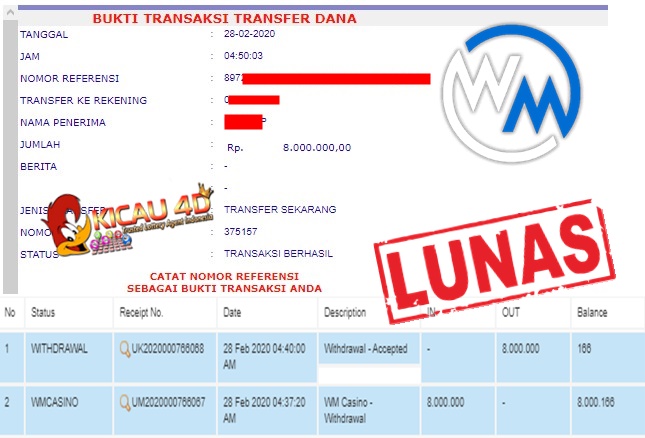 BUKTI JACKPOT DAN WD KEMENANGAN 8 jt MEMBER KICAU4D