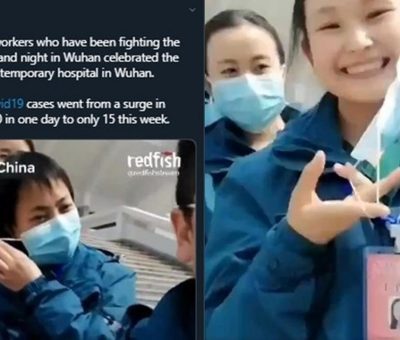 Tenaga Medis di China Rayakan dengan Lepas Masker