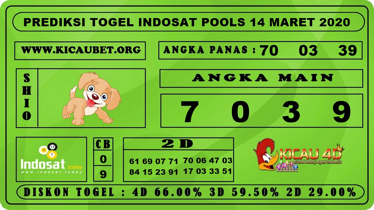 PREDIKSI TOGEL INDOSAT POOLS 14 MARET 2020