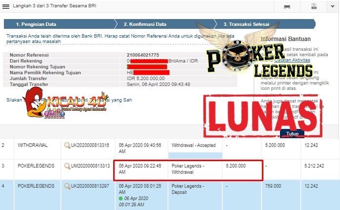 BUKTI JACKPOT DAN WD KEMENANGAN 5.2 JT KICAU4D