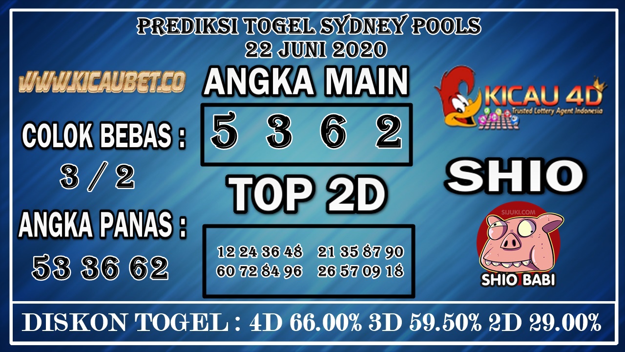 PREDIKSI TOGEL SYDNEY POOLS 22 JUNI 2020