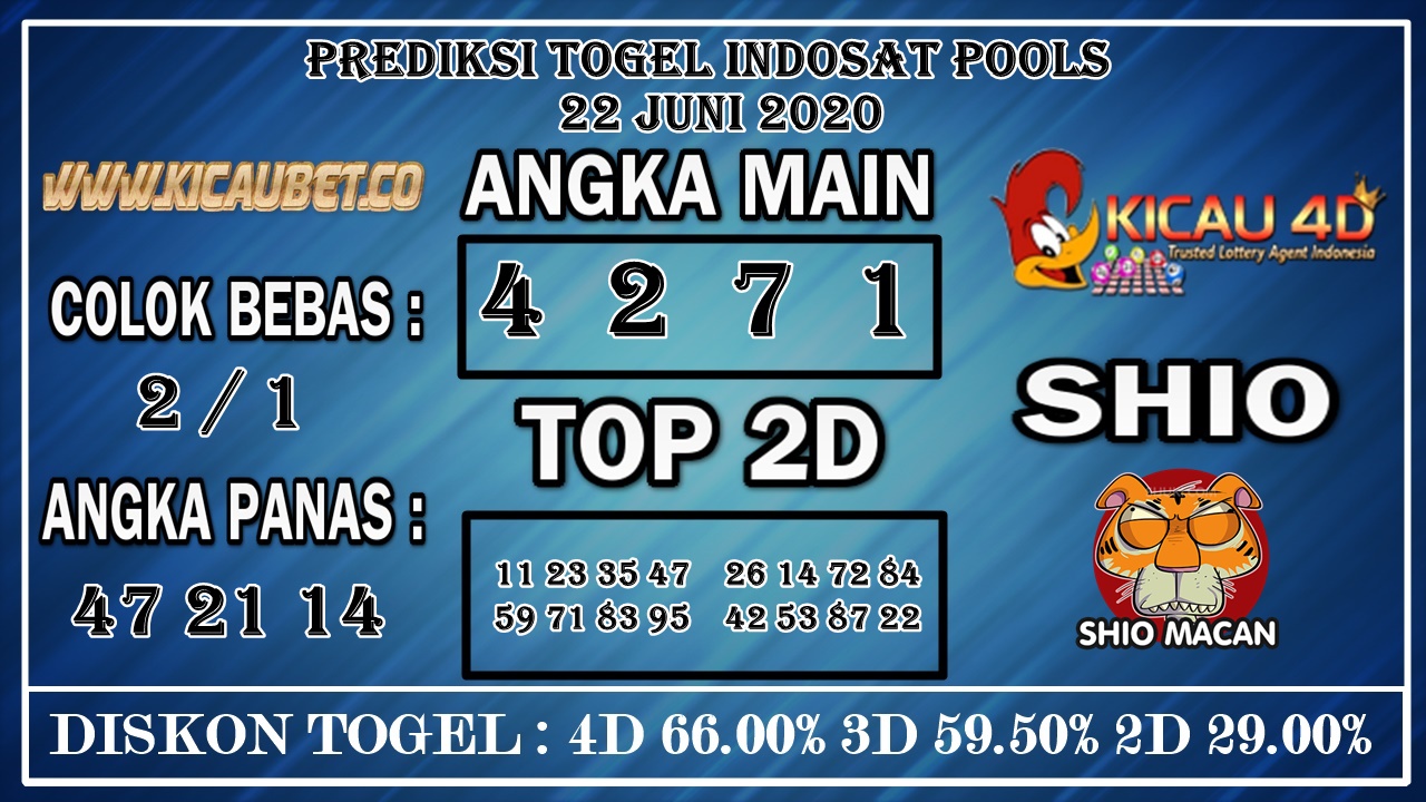 PREDIKSI TOGEL INDOSAT POOLS 22 JUNI 2020