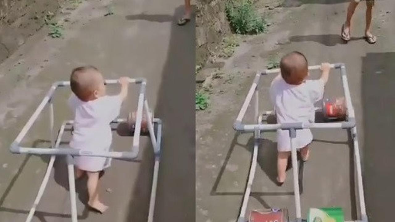 Pria Ini Buat Baby Walker dari Pipa dan Kaleng Bekas untuk Anaknya