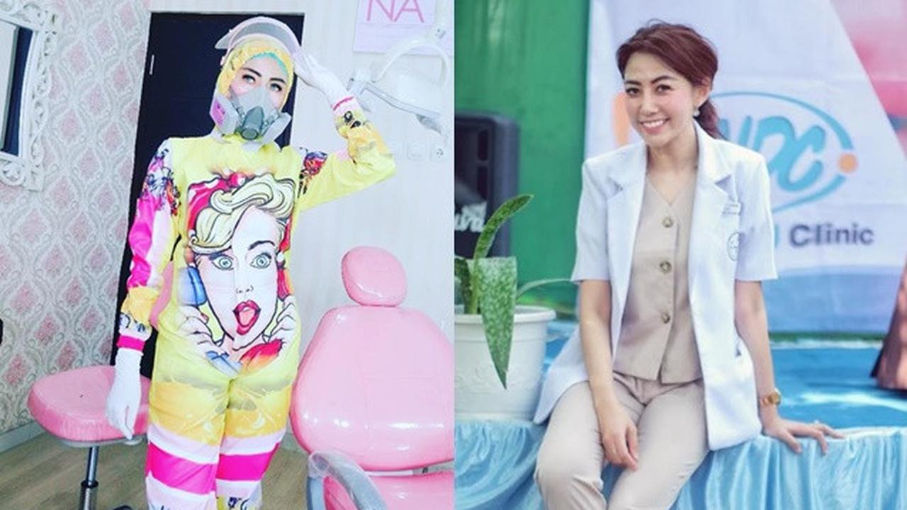 6 Pesona Nina Agustin, Dokter Gigi di Malang yang Viral Pakai APD Unik