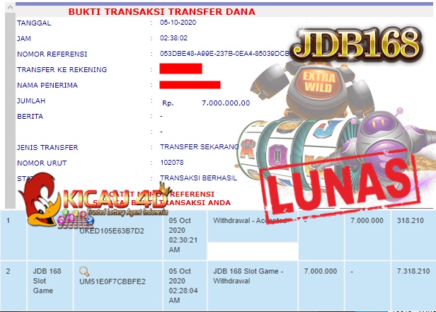 BUKTI JACKPOT KEMENANGAN MEMBER SLOTGAME KICAU4D 7 JUTA