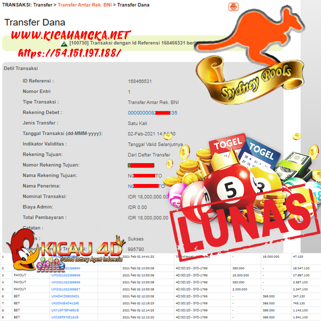 BUKTI KEMENANGAN 18 JUTA TOGEL SYDNEY KICAU4D