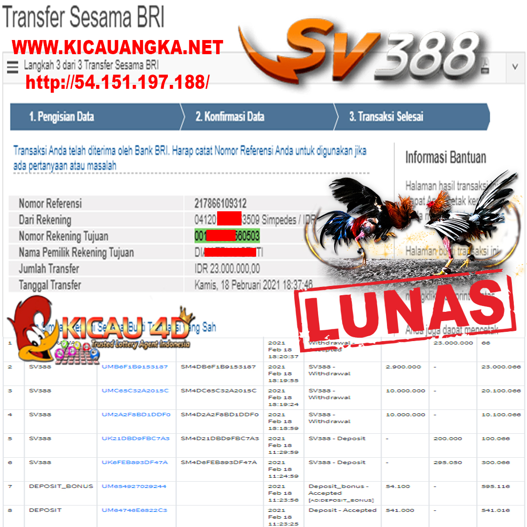 BUKTI JACKPOT KEMENANGAN MEMBER 23 JUTA KICAU4D