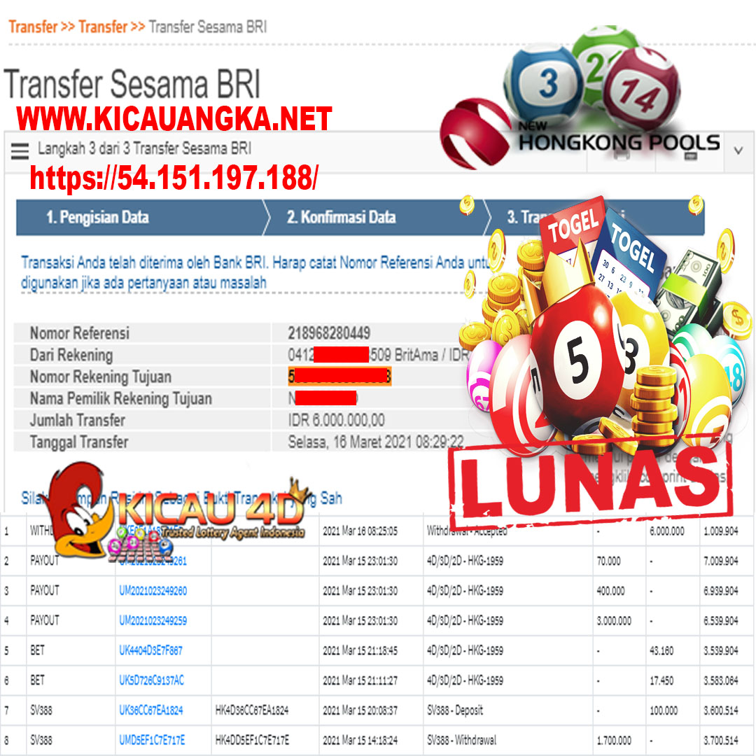 BUKTI JACKPOT KEMENANGAN MEMBER 6 JUTA KICAU4D