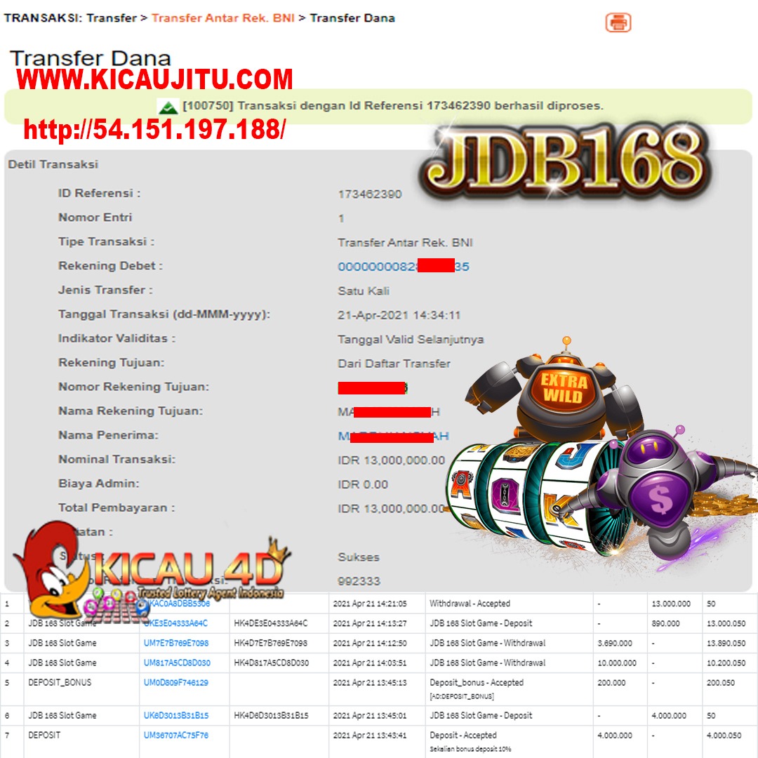 BUKTI JACKPOT KEMENANGAN MEMBER Rp 13.000.000 KICAU4D