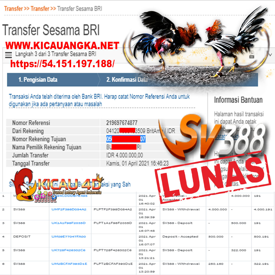 BUKTI JACKPOT KEMENANGAN MEMBER Rp 4.000.000 KICAU4D