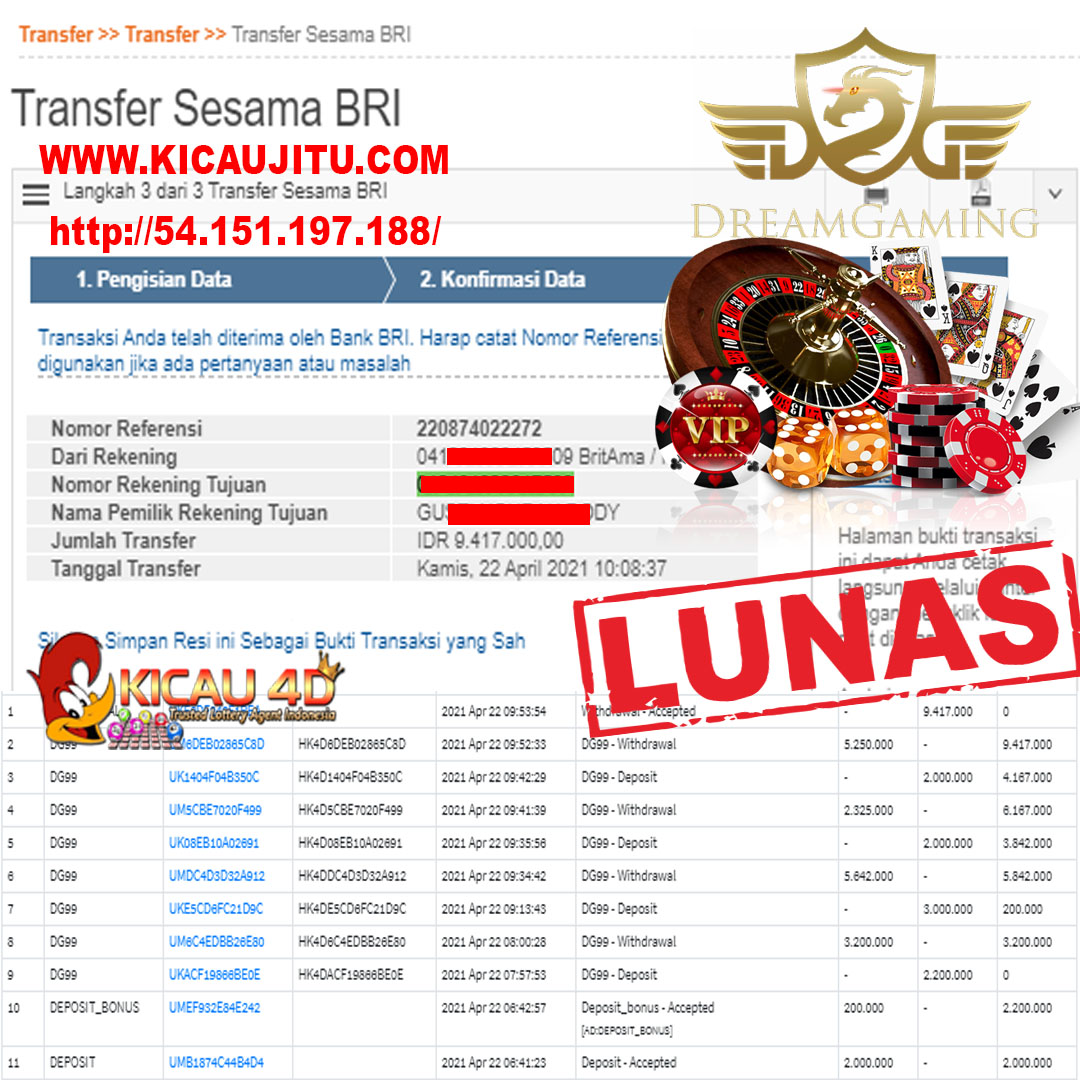 BUKTI JACKPOT KEMENANGAN MEMBER Rp 9.417.000 KICAU4D