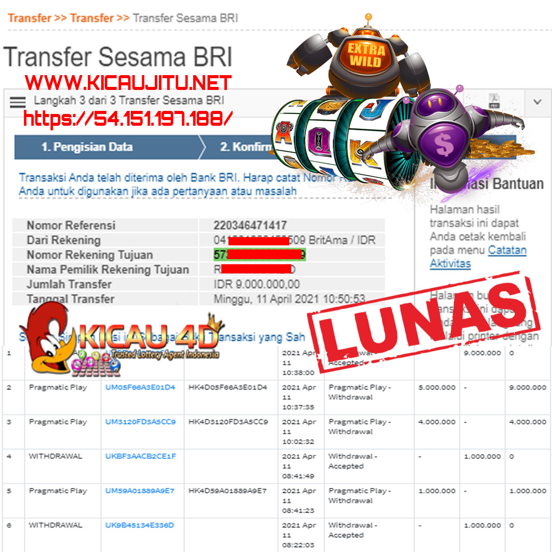 BUKTI JACKPOT KEMENANGAN MEMBER Rp 9.000.000 KICAU4D