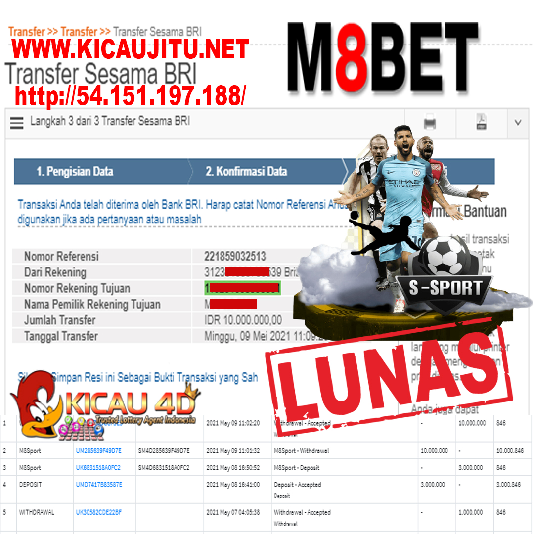 BUKTI JACKPOT KEMENANGAN MEMBER Rp 10.000.000 KICAU4D