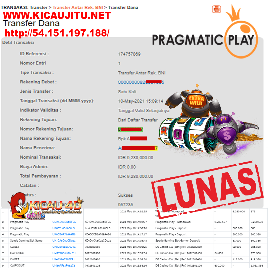 BUKTI JACKPOT KEMENANGAN MEMBER Rp 9.000.000 KICAU4D