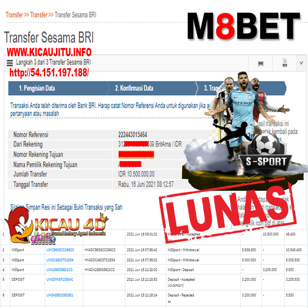 BUKTI JACKPOT KEMENANGAN MEMBER Rp 10.500.000 KICAU4D