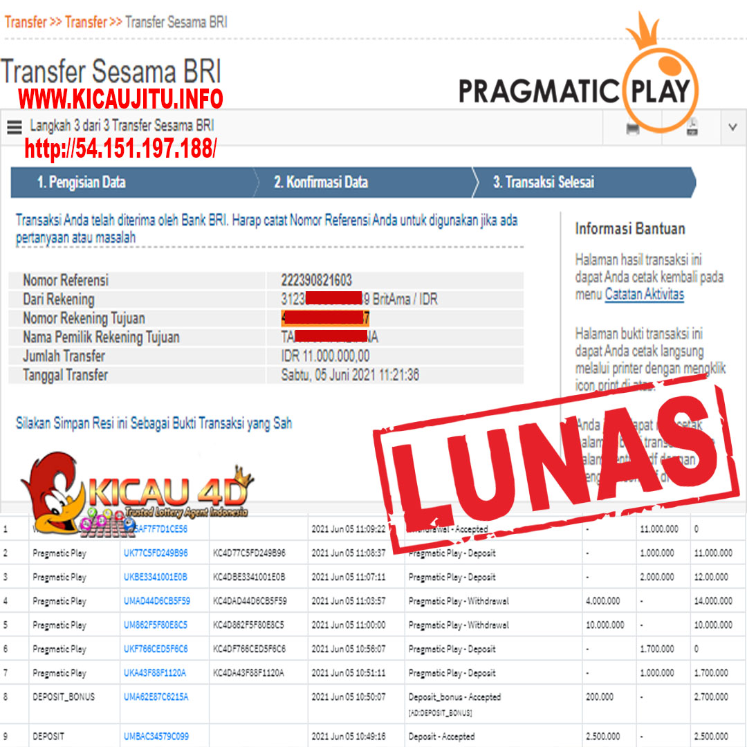 BUKTI JACKPOT KEMENANGAN MEMBER Rp 14.000.000 KICAU4D