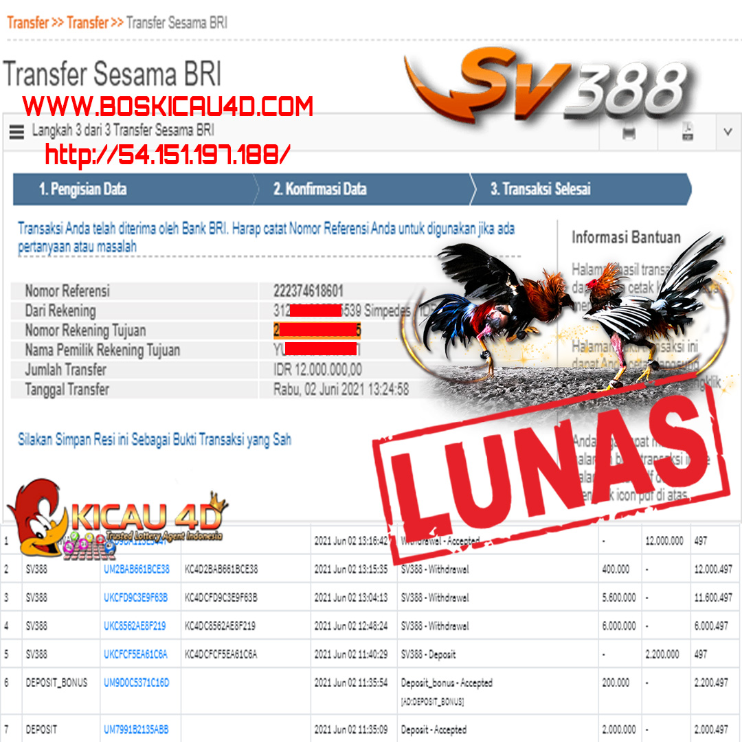 BUKTI JACKPOT KEMENANGAN MEMBER Rp 12.000.000 KICAU4D