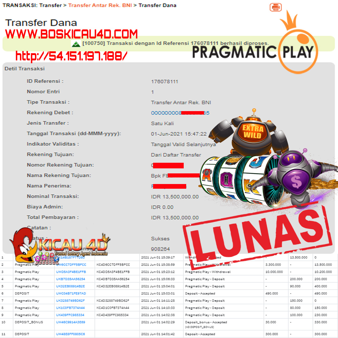 BUKTI JACKPOT KEMENANGAN MEMBER Rp 13.500.000 KICAU4D