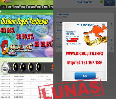 BUKTI JACKPOT KEMENANGAN MEMBER Rp 14.000.000 KICAU4D