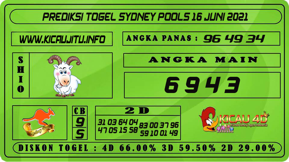 PREDIKSI TOGEL SYDNEY POOLS 16 JUNI 2021