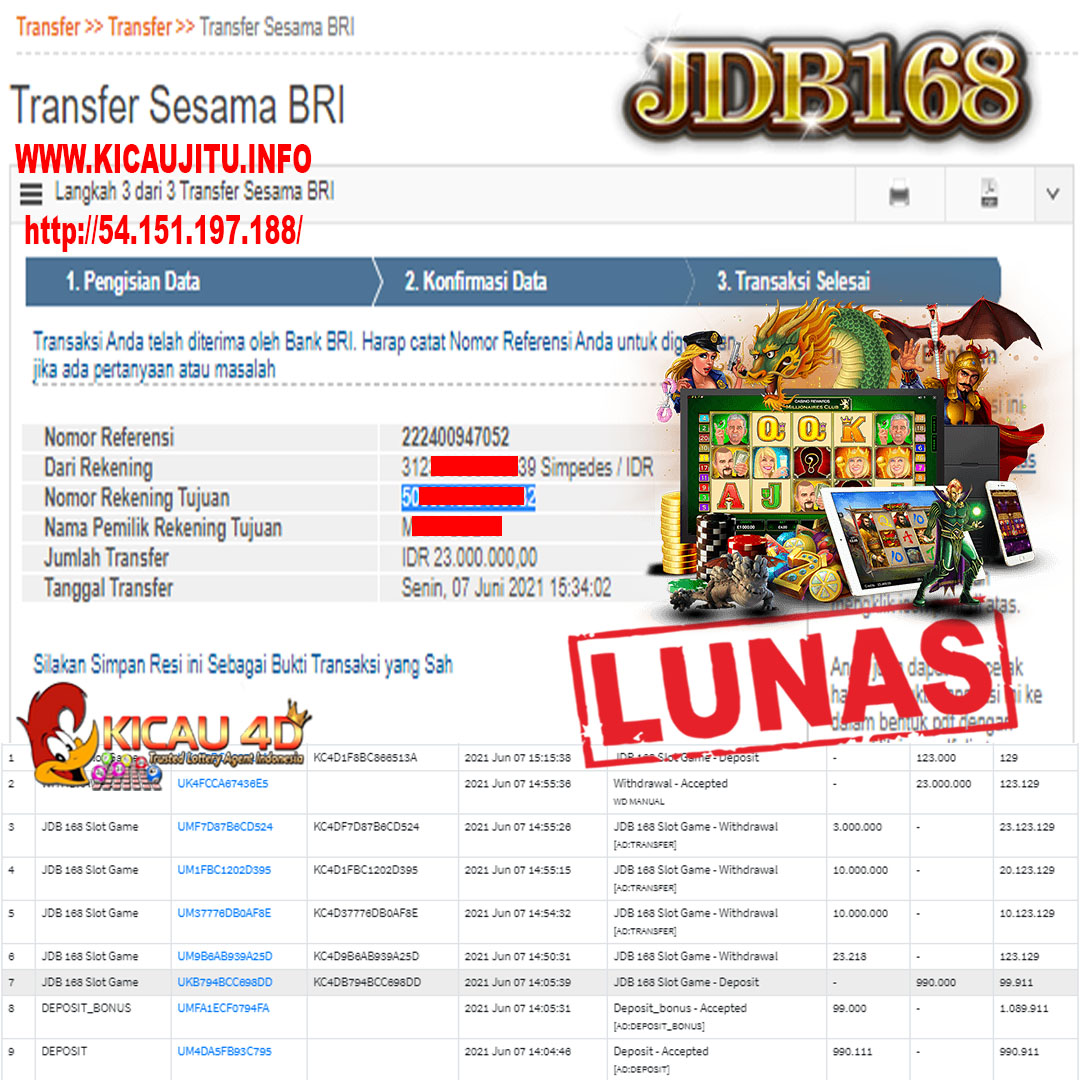 BUKTI JACKPOT KEMENANGAN MEMBER Rp 23.000.000 KICAU4D