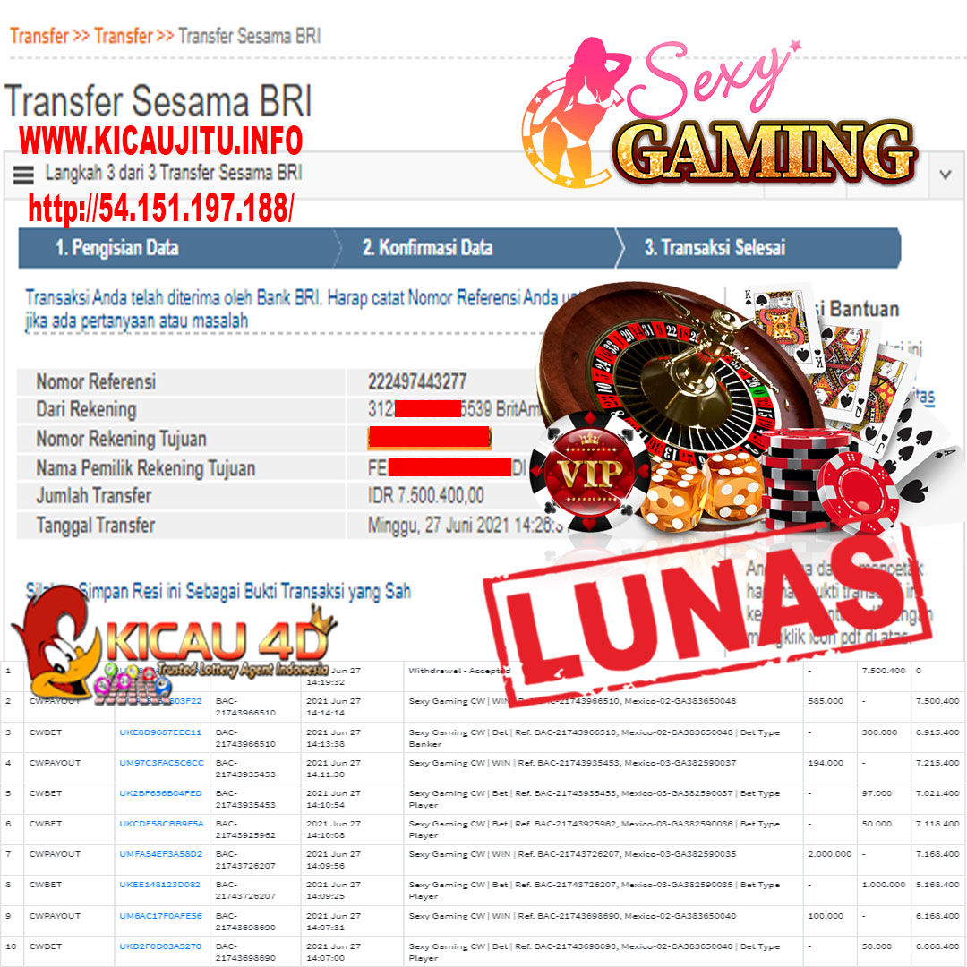 BUKTI JACKPOT KEMENANGAN MEMBER Rp 7.500.000 KICAU4D