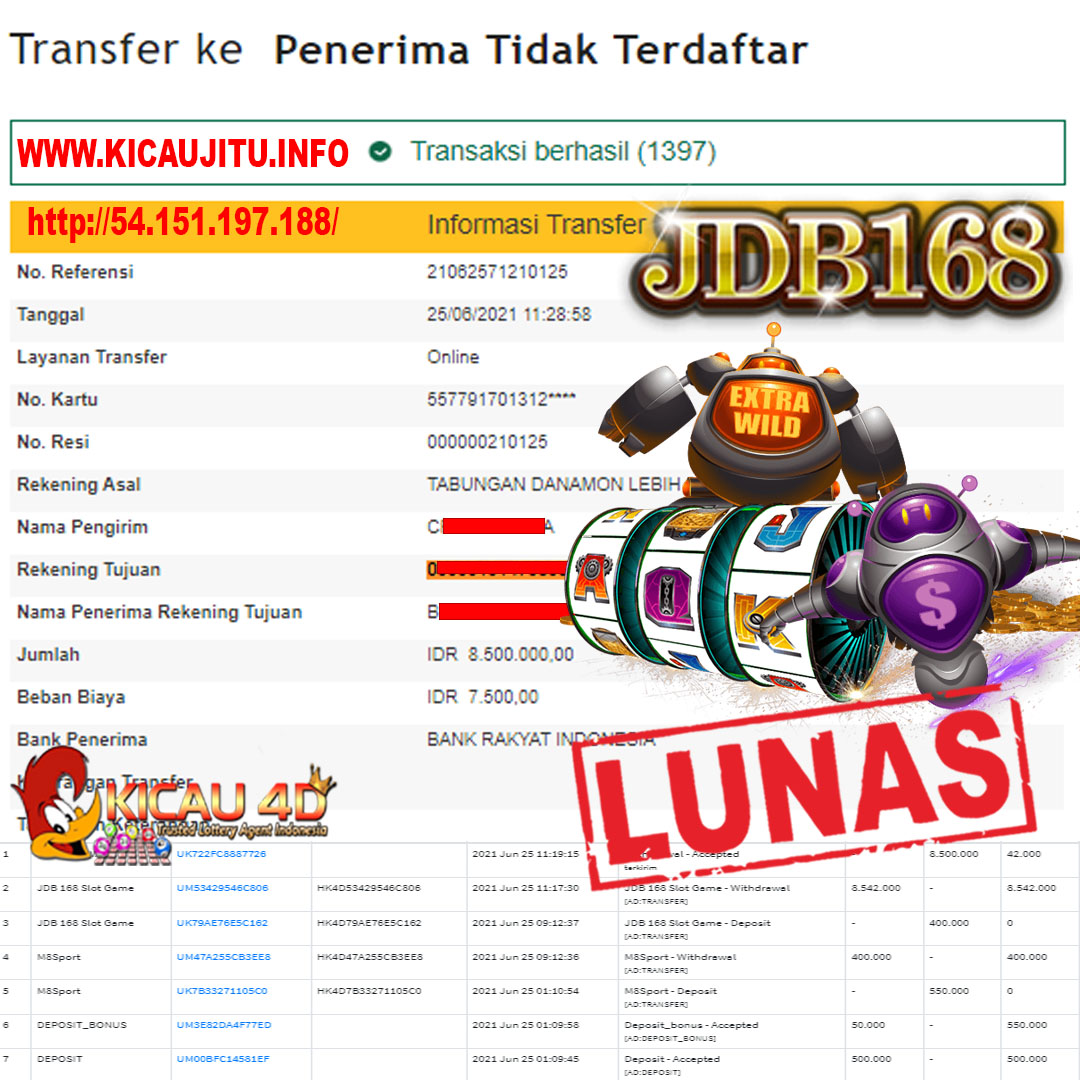 BUKTI JACKPOT KEMENANGAN MEMBER Rp 8.500.000 KICAU4D