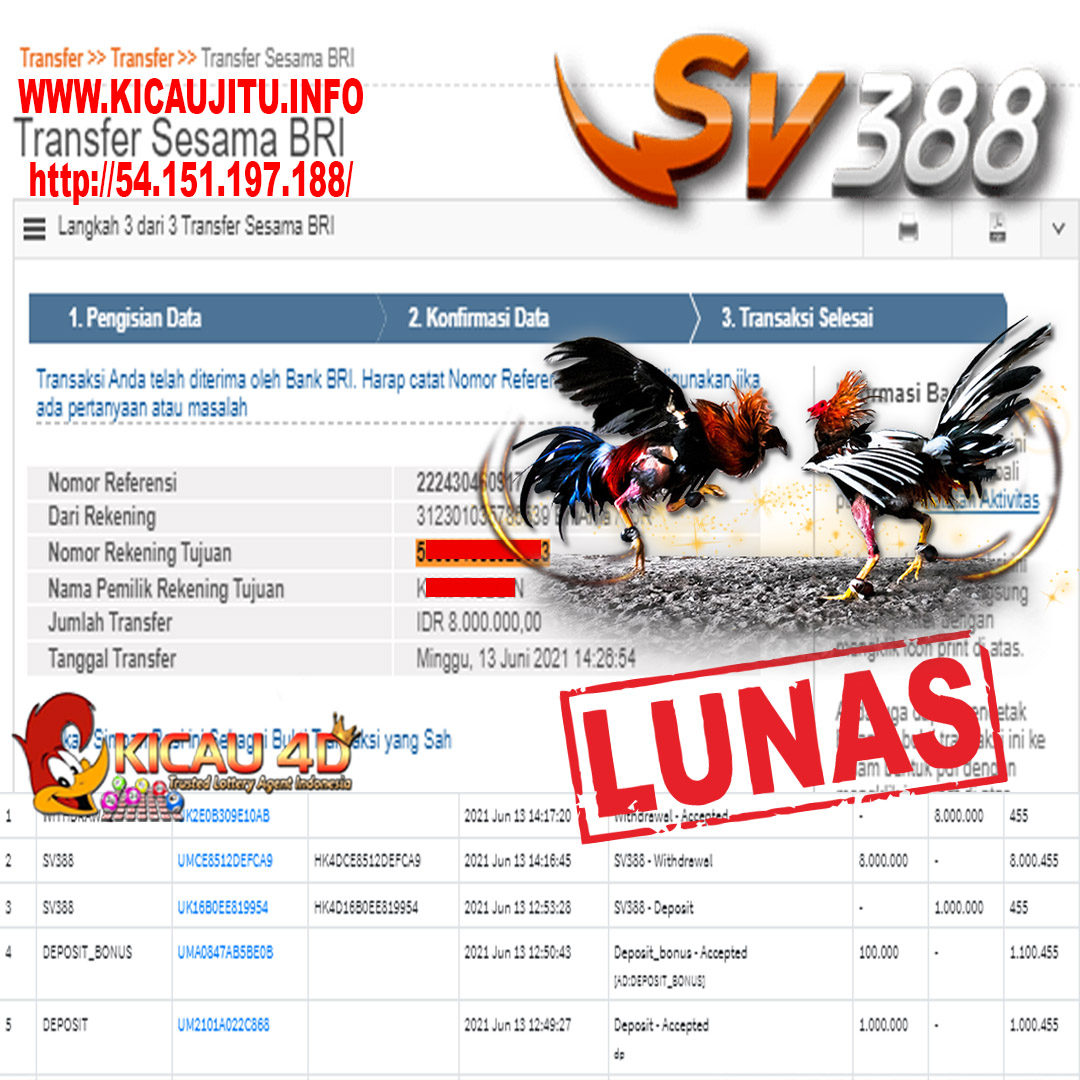 BUKTI JACKPOT KEMENANGAN MEMBER Rp 8.000.000 KICAU4D