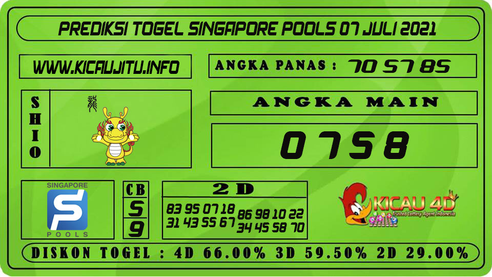 PREDIKSI TOGEL SINGAPORE POOLS 07 JULI 2021