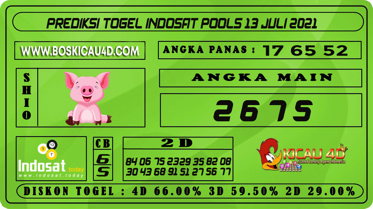 PREDIKSI TOGEL INDOSAT POOLS 13 JULI 2021