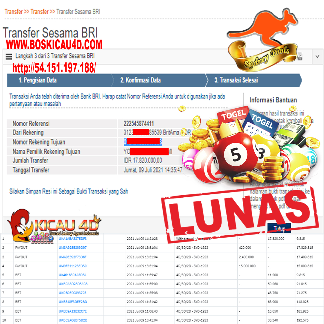 BUKTI JACKPOT KEMENANGAN MEMBER 17 JUTA KICAU4D