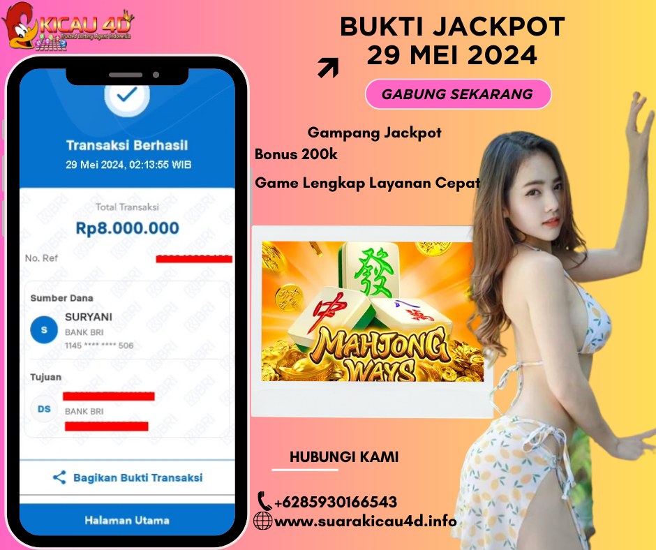 BUKTI JACKPOT KEMENANGAN 29MEI